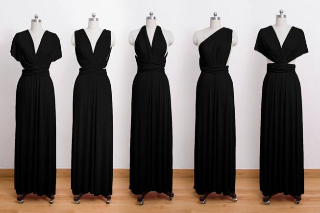 convertible wrap dress, infinity dress, long dress, black infinity dress, prom dress, long elegant dress, black gown