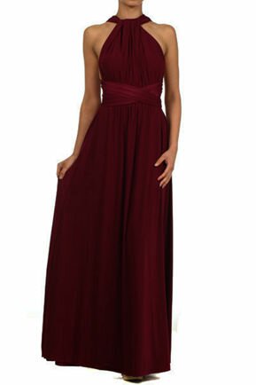 Floor length burgundy wine red infinity dress, Bridesmaid Dress, convertible dress red, Evening Christmas Party