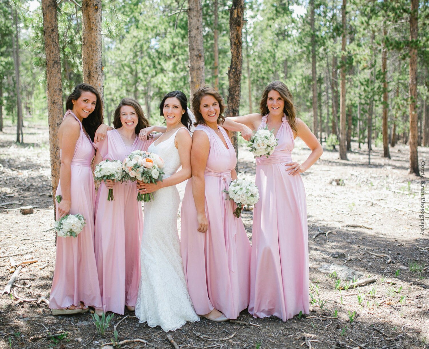 Pink infinity dress, light pink dress, Floor length convertible dress, long bridesmaid dress, formal, bridal