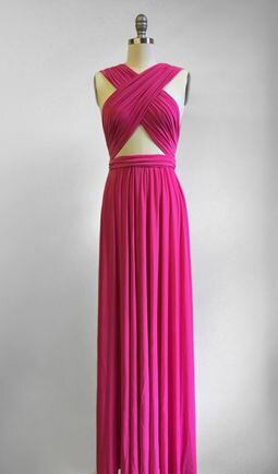 Hot Pink LONG Floor Length Wedding Dress, MAXI Fuchsia Infinity Dress, Party Evening Dress, Long bridesmaid Dresses