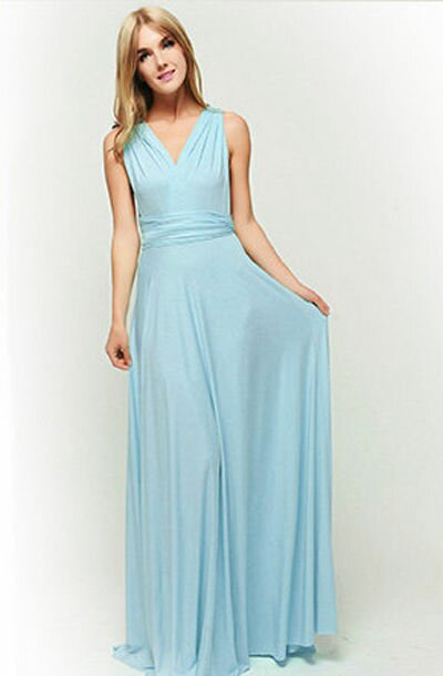 Blue Convertible Dress, Long Convertible Bridesmaid Dress, Multiway Prom Dress, Bridesmaid Dress