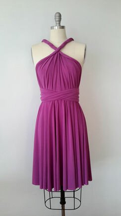 Bridesmaid Dress Infinity Convertible Dark Purple Short Dress knee length Wrap Dress Christmas dress