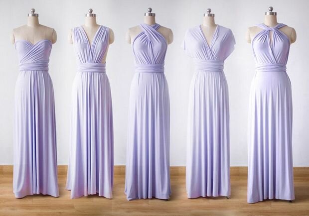 5 Violet Bridesmaid Dress Set, Infinity Dress Prom Dress Convertible Dress Wrap Dress