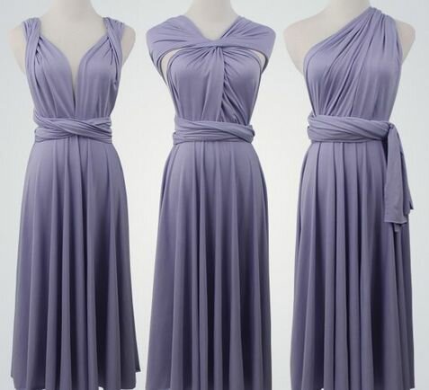 Set of 8 Short Infinity Dress Set, Grey Convertible Dress, Cheap Convertible Bridesmaid Dress