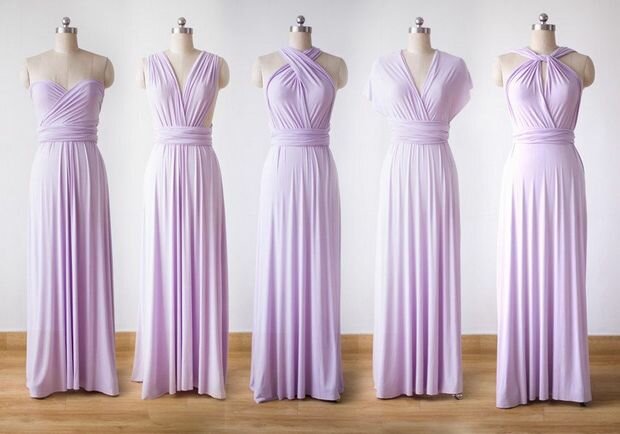 Set of 6 Purple Convertible Dress Set, Convertible Bridesmaid Dress, Bridesmaid Dresses Convertible,