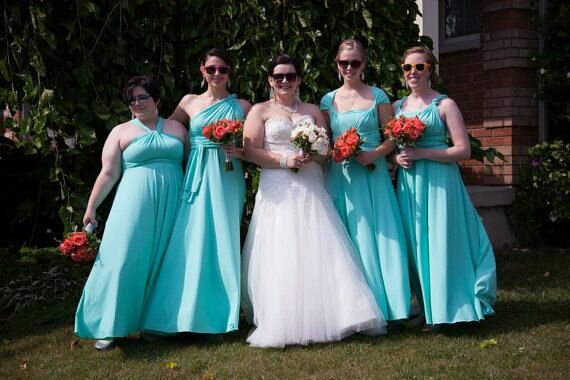 Set of 7 Infinity Dresses, Blue Convertible Bridesmaid Dress, Infinity Dress Plus Size, Floor Length Dress for Bride