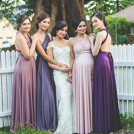 Set of 4 Pink, Purple Infinity Dress, Twist Wrap Dress Long, Wedding Dress Convertible, Dress for Party, Wedding Dress