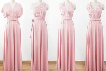 6 Pink Infinite Dress Set, Evening Gown Woman Dresses, Multiway Dress Bridesmaid, Infinity Dresses for Bridesmaids