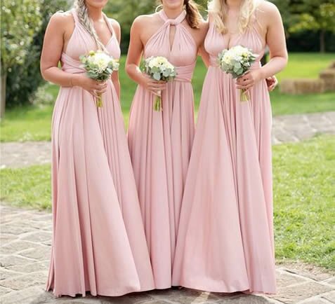 Set of 3 Pink, White Infinity Dresses, Long Convertible Bridesmaid Dress, Evening Dress, Convertible Evening dress floor length