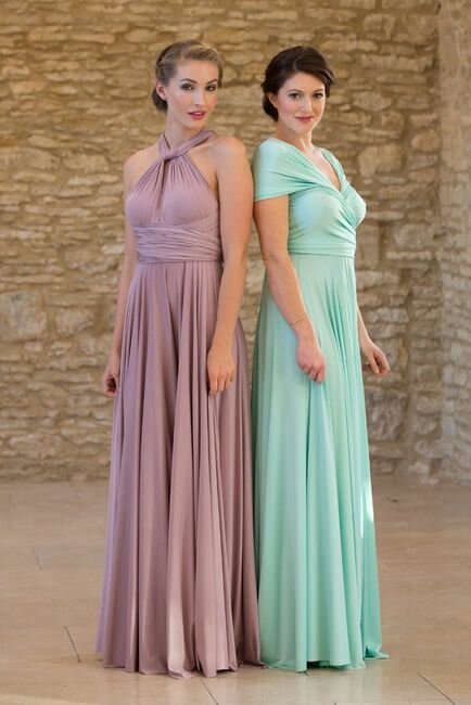 2 Infinity Bridesmaid Dress Set, Purple, Green Floor Length Dress for Bride, Infinity Dress Plus Size, Twist Wrap Dress Long
