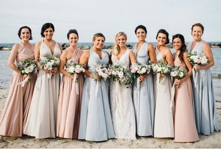 Set of 15 Long Infinity Dress, Pink, White, Grey Convertible Dress, Wedding Party Gift, Infinity Wedding Dress